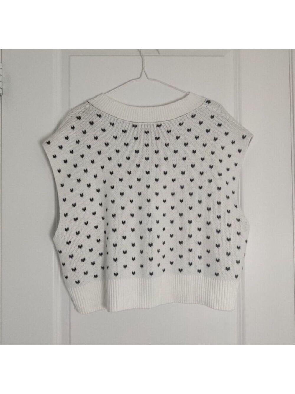 *Free People Easy Street White Black Heart Knit Sweater Vest NWOT Size M - Picture 4 of 9